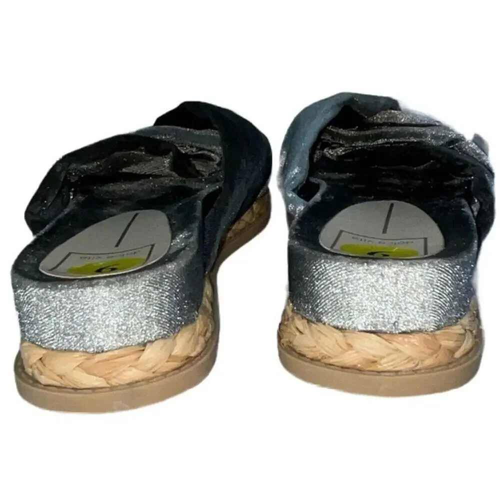 Dolce Vita Giza Knotted Platform Slides Grey Velvet Espadrilles Sz 9
